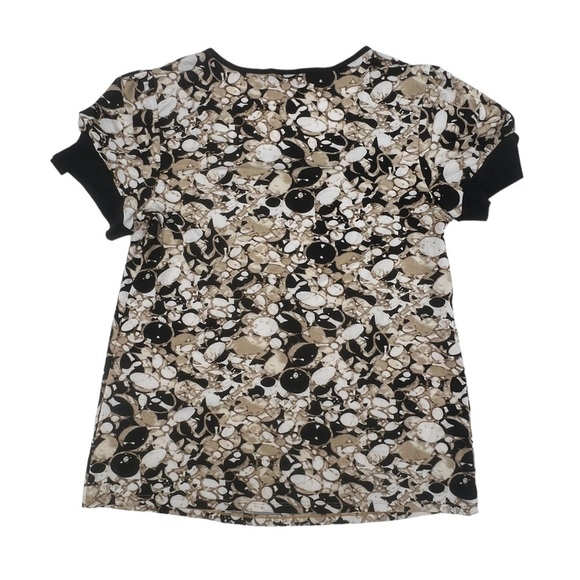 CATO Black Tan Circle Short Sleeve Blouse Size Small Women’s - Picture 3 of 5